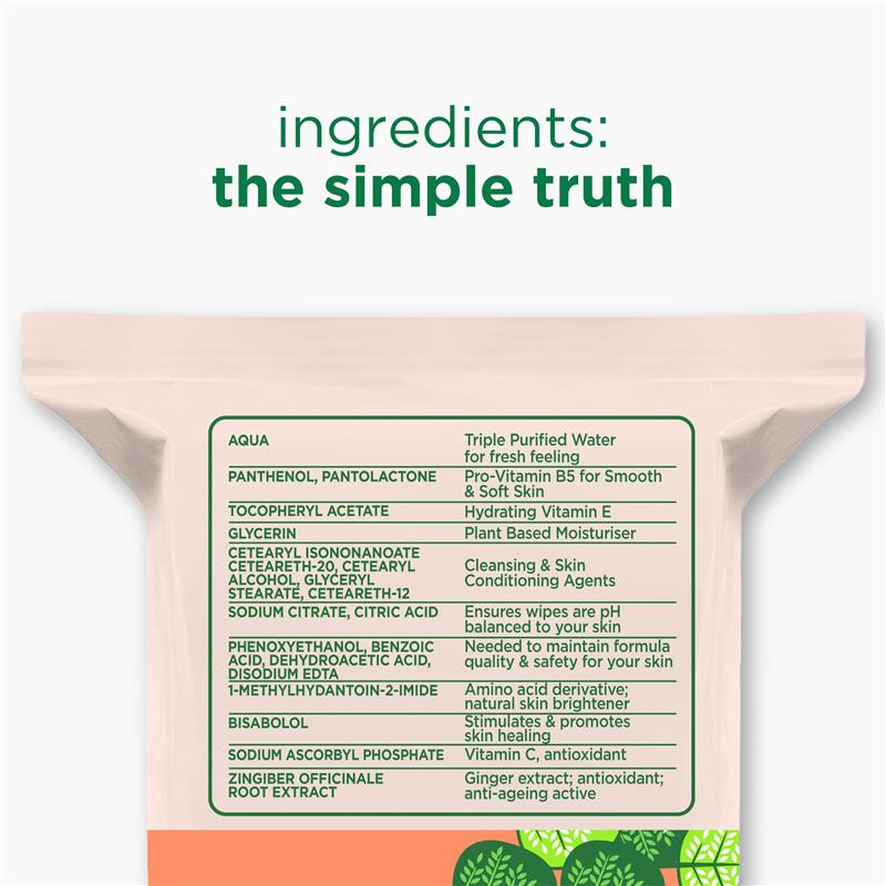 Simple Micellar Instant Glow Facial Wipes 20 Pack