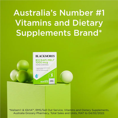 Blackmores B12 Rapi-Melt 1000mcg 能量支持维生素B 60片