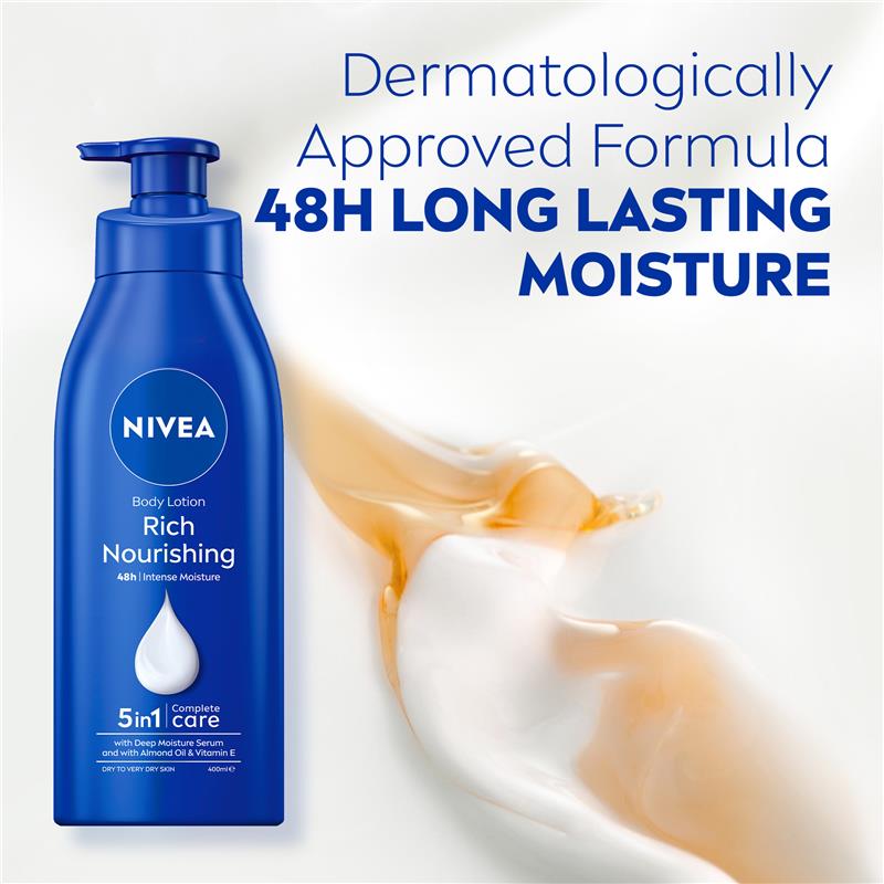 NIVEA Rich Nourishing Body Lotion Moisturiser 48H 400mL
