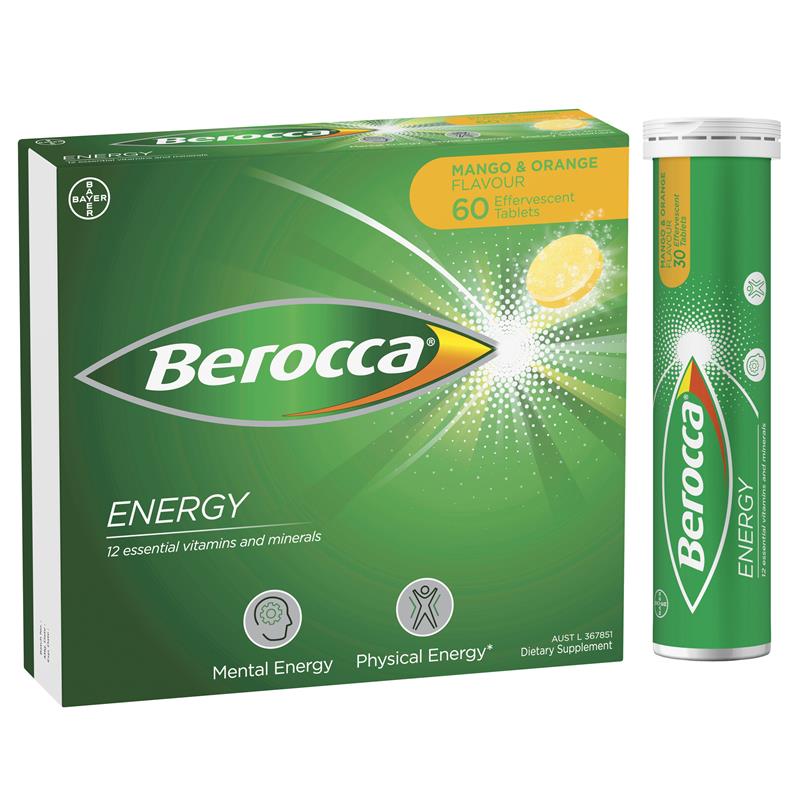 Berocca Energy 芒果橙味泡腾片 60 片 独家规格