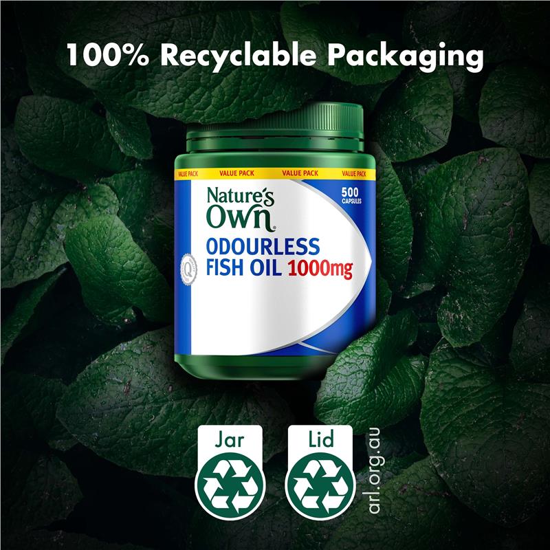 Dầu cá không mùi Nature's Own 1000mg 500 viên nang Kích thước độc quyền 
