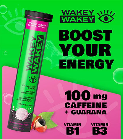 Wakey Wakey Caffeine Effervescent Berry Flavour 20 Tablets