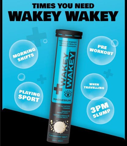 Wakey Wakey Caffeine Plus Magnesium Effervescent Lemon Flavour 17 Tablets
