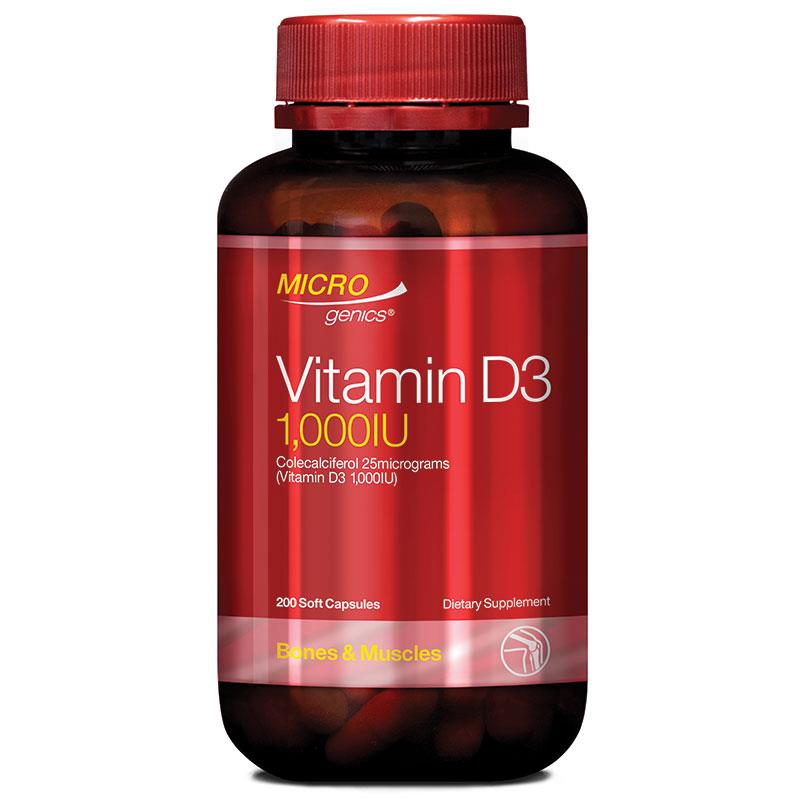 Microgenics Vitamin D3 1000IU 200 Viên Nang 