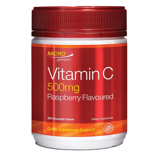 Microgenics Vitamin C 500mg Hương Quả Mâm Xôi 200 Viên 