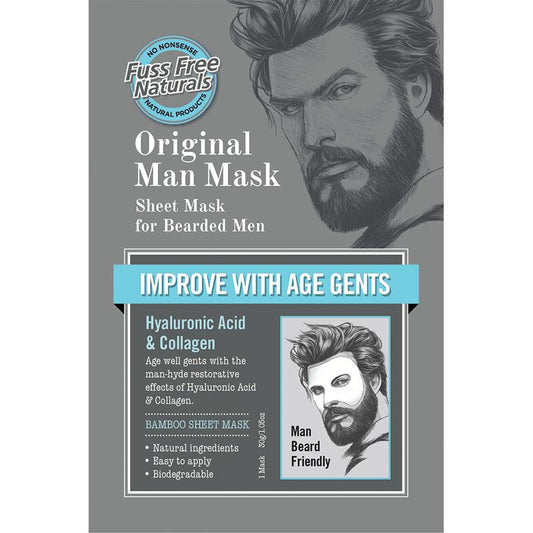 Mặt nạ giấy axit hyaluronic Fuss Free Naturals Man Mask dành cho nam giới có râu 