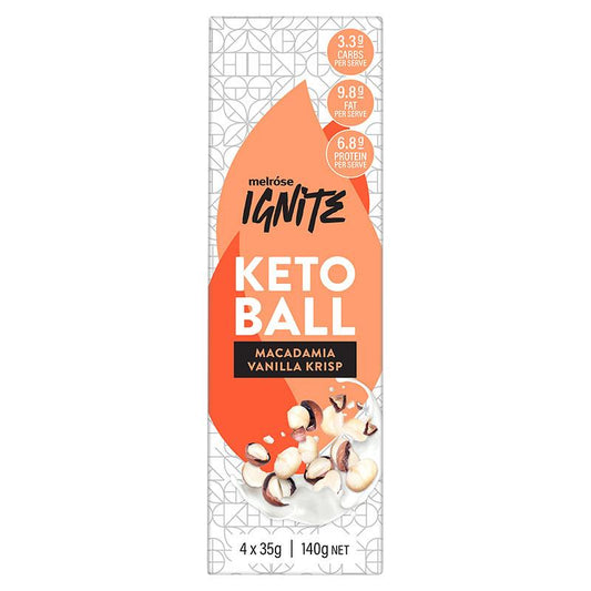 Melrose Ignite Keto Ball Macadamia Vanilla Crisp 4 Pack 35g
