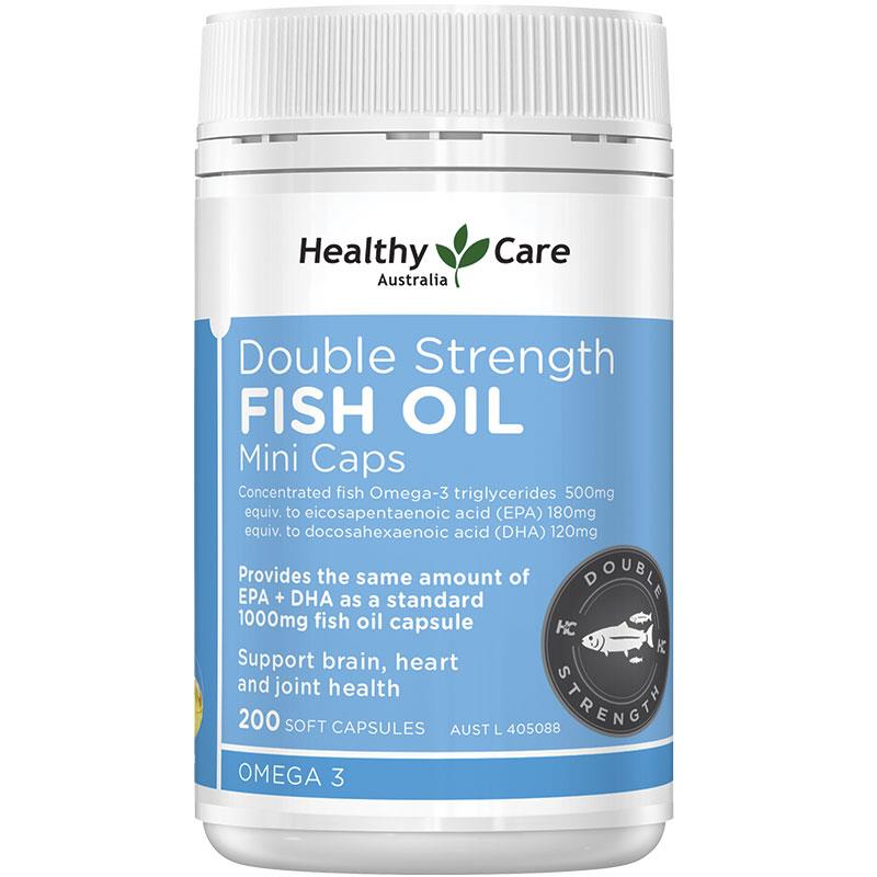Healthy Care 双倍强度鱼油迷你装 200 粒胶囊
