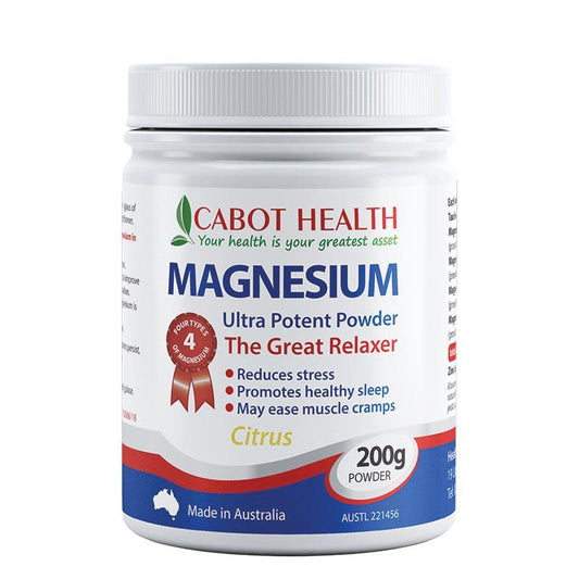 Bột bổ sung Magiê siêu mạnh Cabot Health Magnesium Ultra Potent 200g 