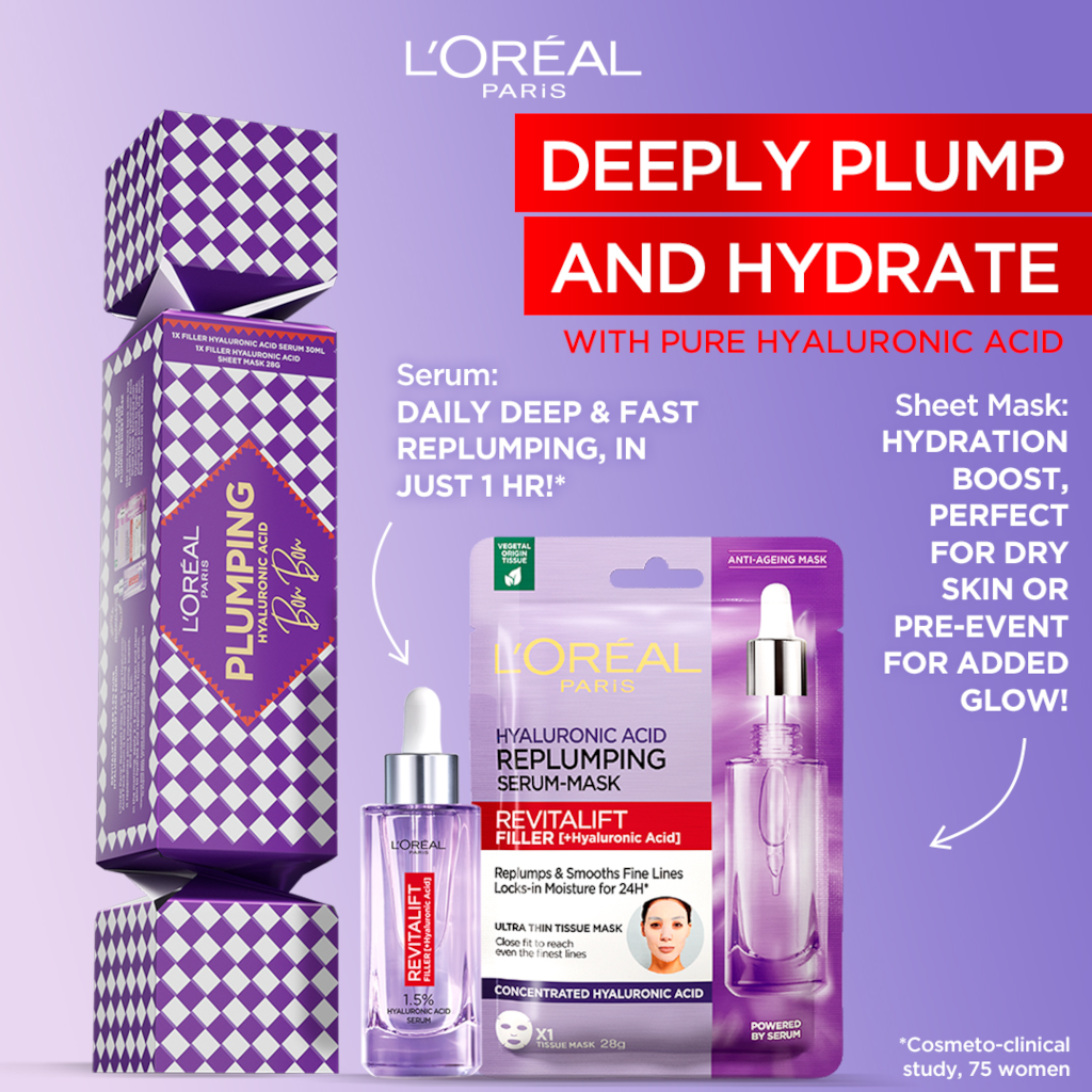 L'Oreal Paris Plumping Hyaluronic Acid Face Mask and Serum Bon Bon Duo