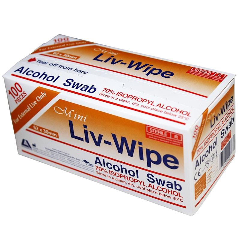 Miếng gạc tẩm cồn Liv-Wipe 70% - Mini 100 miếng