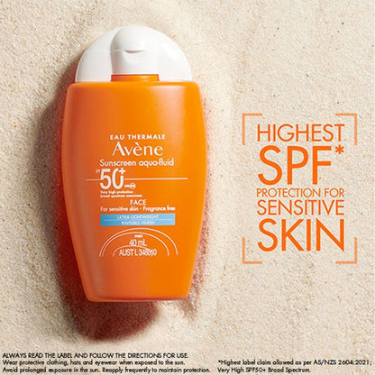 Avene Sunscreen Aqua-fluid SPF50+ 40ml - For Sensitive Skin