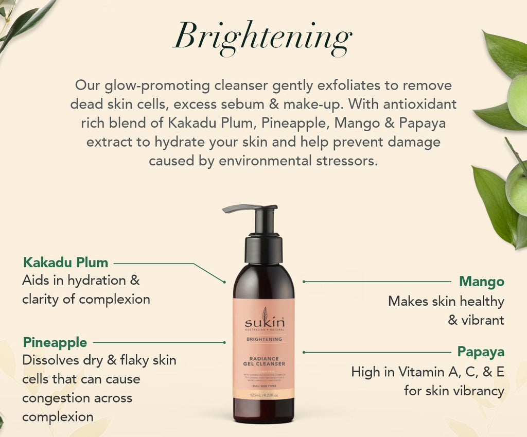 Sukin Brightening Radiance Gel Cleanser Pump 125ml