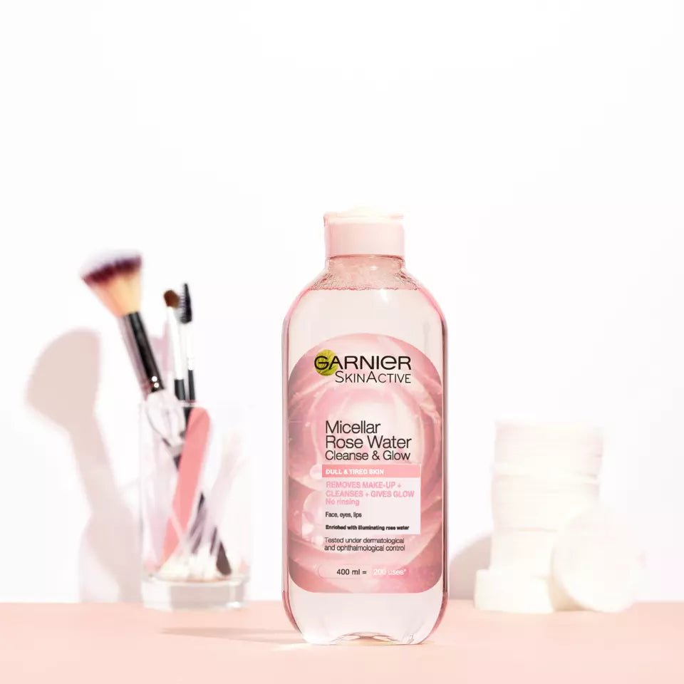 Nước tẩy trang Garnier SkinActive Micellar Rose Cleansing Water Clean &amp; Glow 400ml 