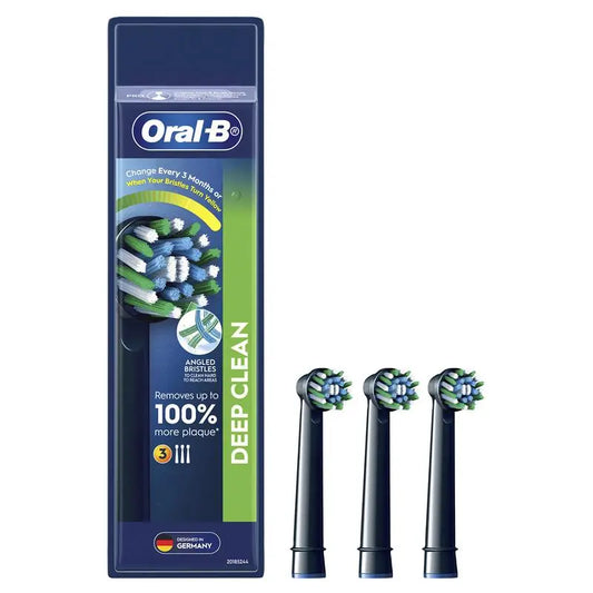 Oral B Power Toothbrush Deep Clean Refills Black 3 Pack