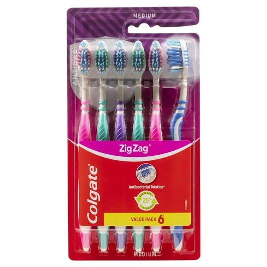 Colgate Zig Zag Deep Interdental Clean Toothbrush Medium Value 6 Pack