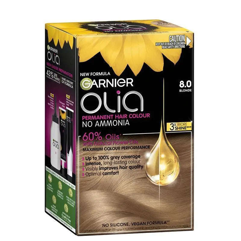 Garnier Olia 2P Platinum Black Permanent Hair Colour No Ammonia 60% Oils