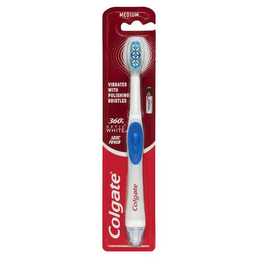 Colgate 360 Optic White Powered Toothbrush Soft with vibrating & polishing bristles
