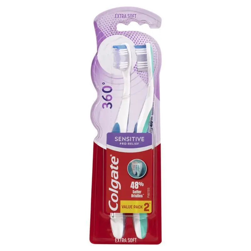 Colgate 360 Sensitive Pro-Relief Sensitive Teeth Pain Toothbrush Extra Soft 2 Pack